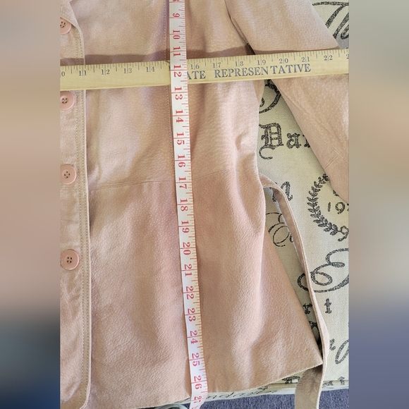 Wilsons Leather Maxima | Pink | Genuine Leather Button Up Jacket w/belt | Size L - Picture 9 of 12